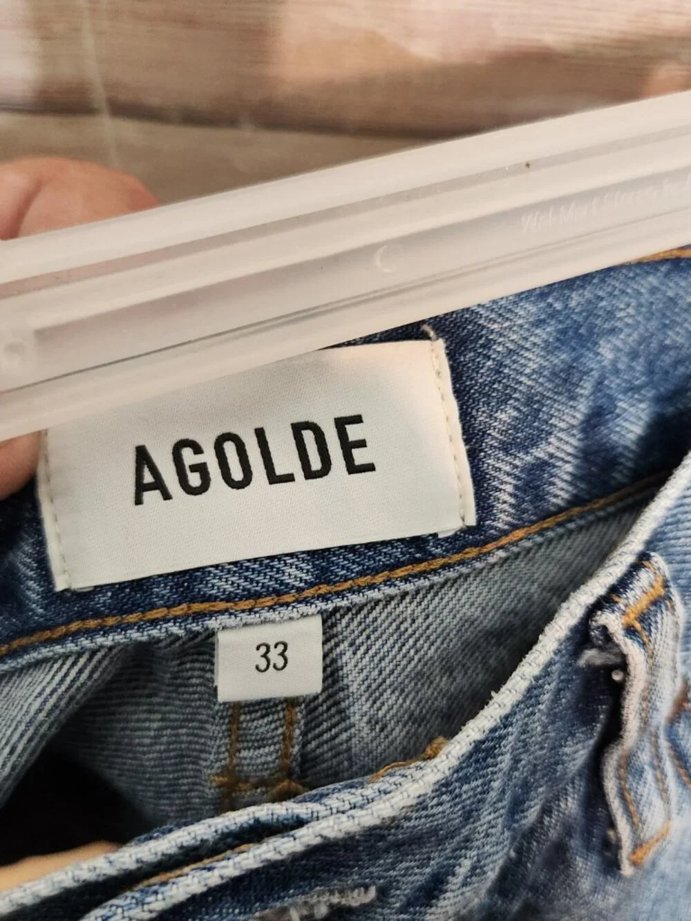 AGOLDE Parker Long Shorts Women's 33 Distressed Denim Cutoff Frayed Raw Hem